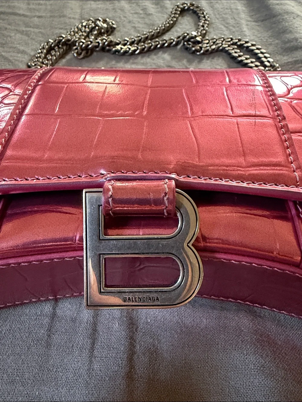 Balenciaga - embossed leather hourglass wallet bag